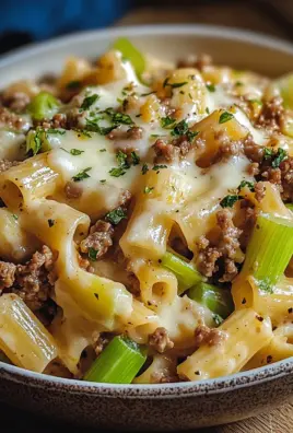 Käse-Lauch Pasta mit Hackfleisch