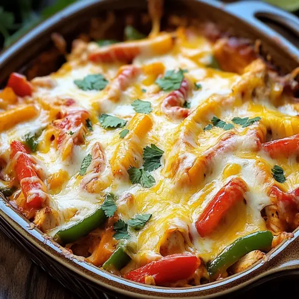 Käsiger Fajita Hähnchen Auflauf