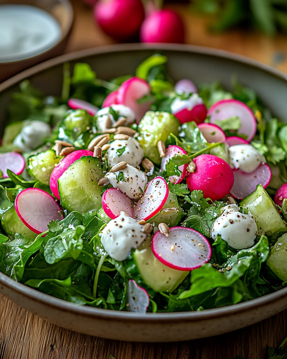 Leichter Frühlingssalat mit Radieschen & Joghurt-Dressing