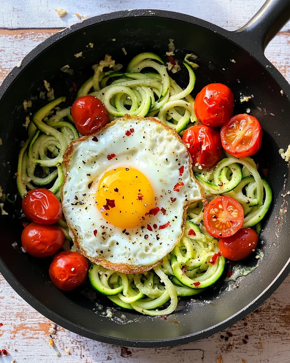 Low Carb Zucchini Nester mit Spiegelei