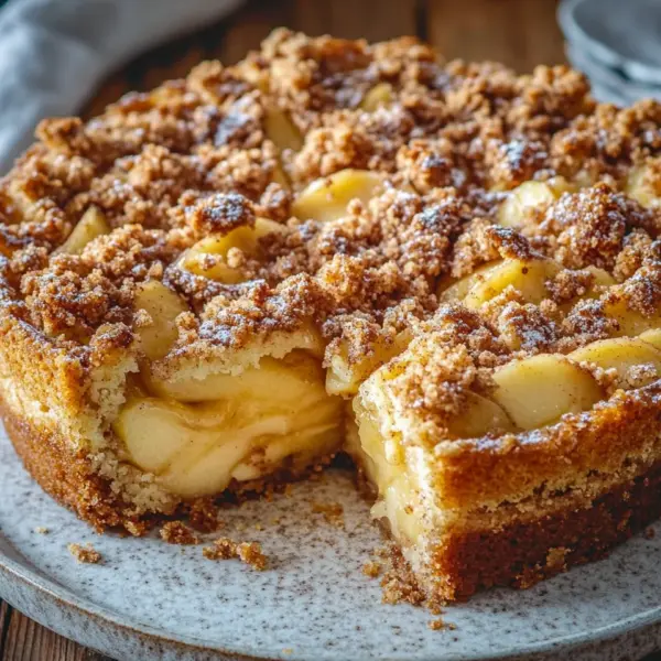 Marmorierter Apfel-Streuselkuchen mit Zimt und Nüssen