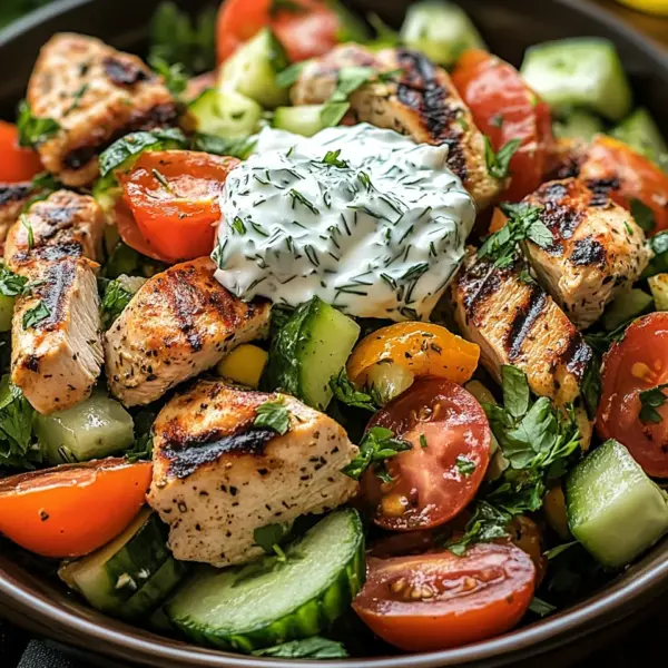 Mediterrane Köstlichkeit Tzatziki Hähnchensalat
