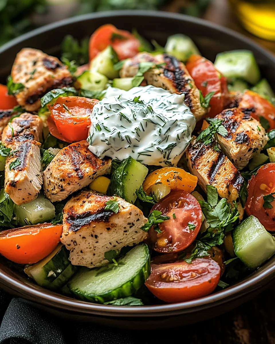 Mediterrane Köstlichkeit Tzatziki Hähnchensalat