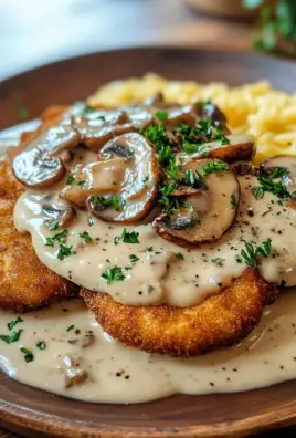 Naturschnitzel in Champignonrahmsauce
