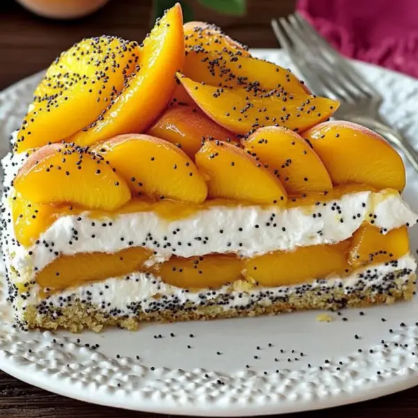 Pfirsichtorte mit Mohn