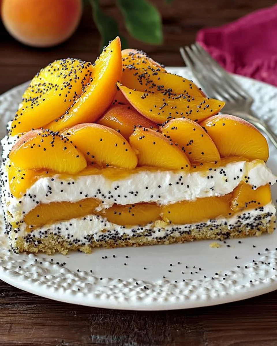 Pfirsichtorte mit Mohn