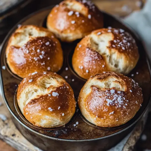 Rezept für Laugenbrötchen im Muffinsblech gebacken