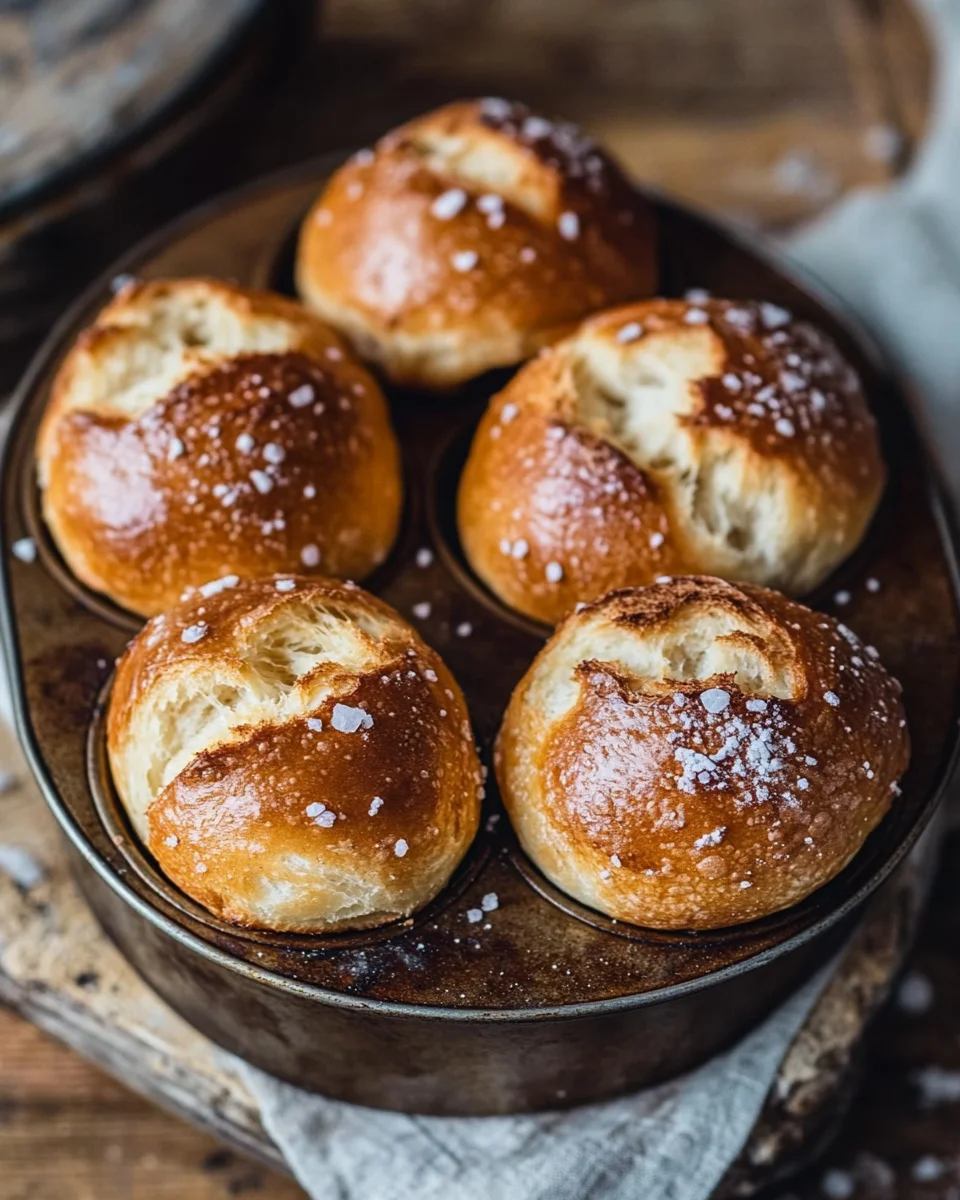 Rezept für Laugenbrötchen im Muffinsblech gebacken