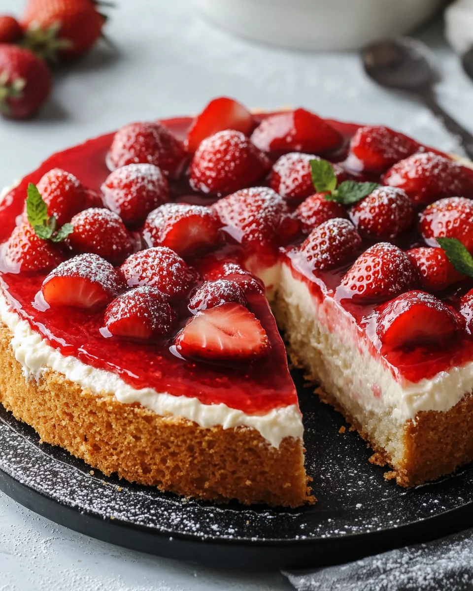 Schneller Erdbeerkuchen mit Schmand