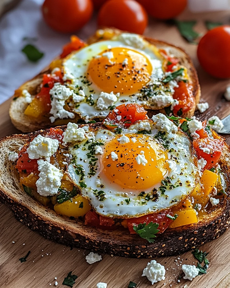 Shakshouka-Toast mit Feta-Spiegeleiern