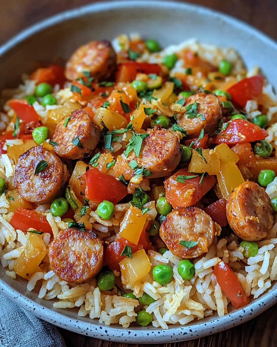 Wurst Reis Pfanne
