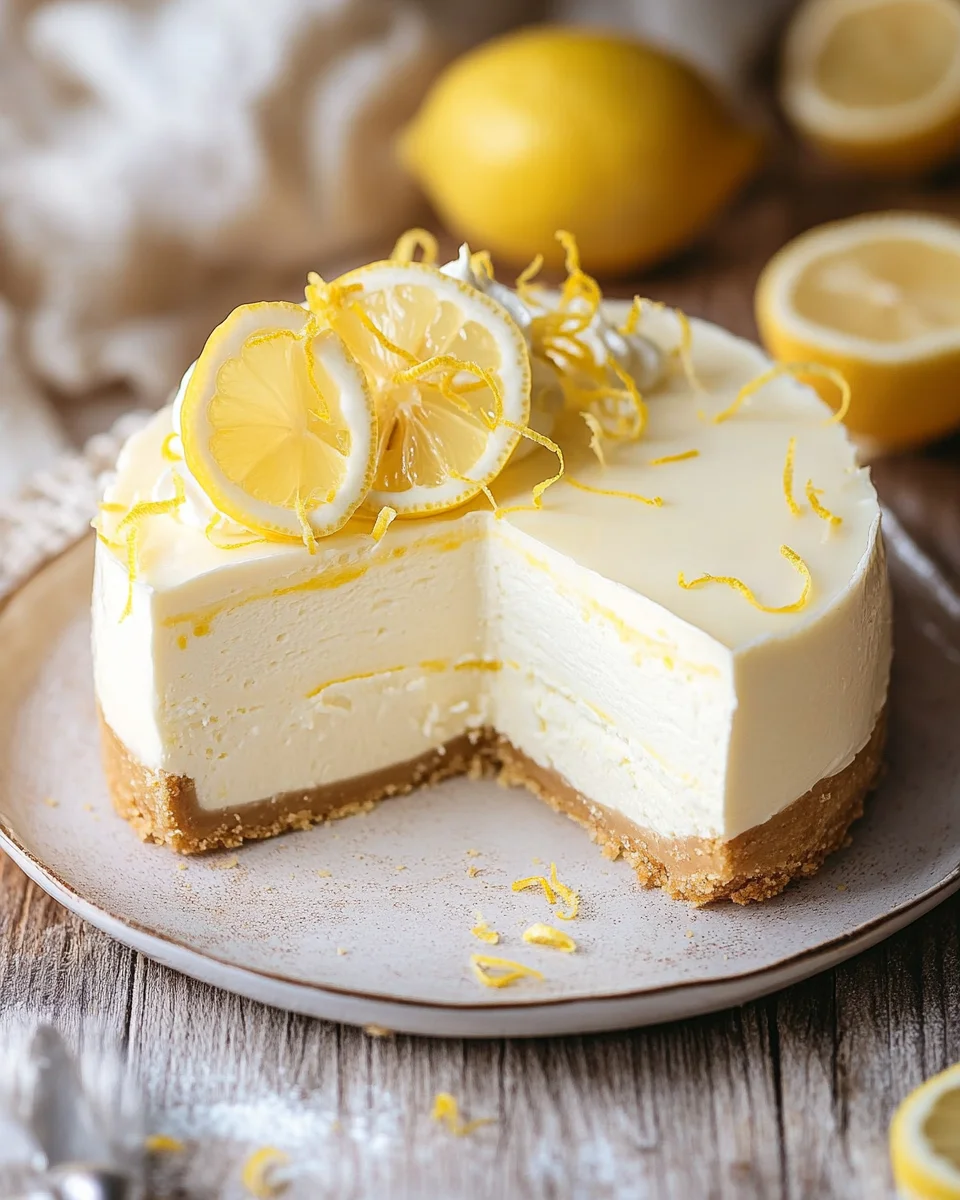 Zitronen-Cheesecake mit wei&szlig;er Schokolade