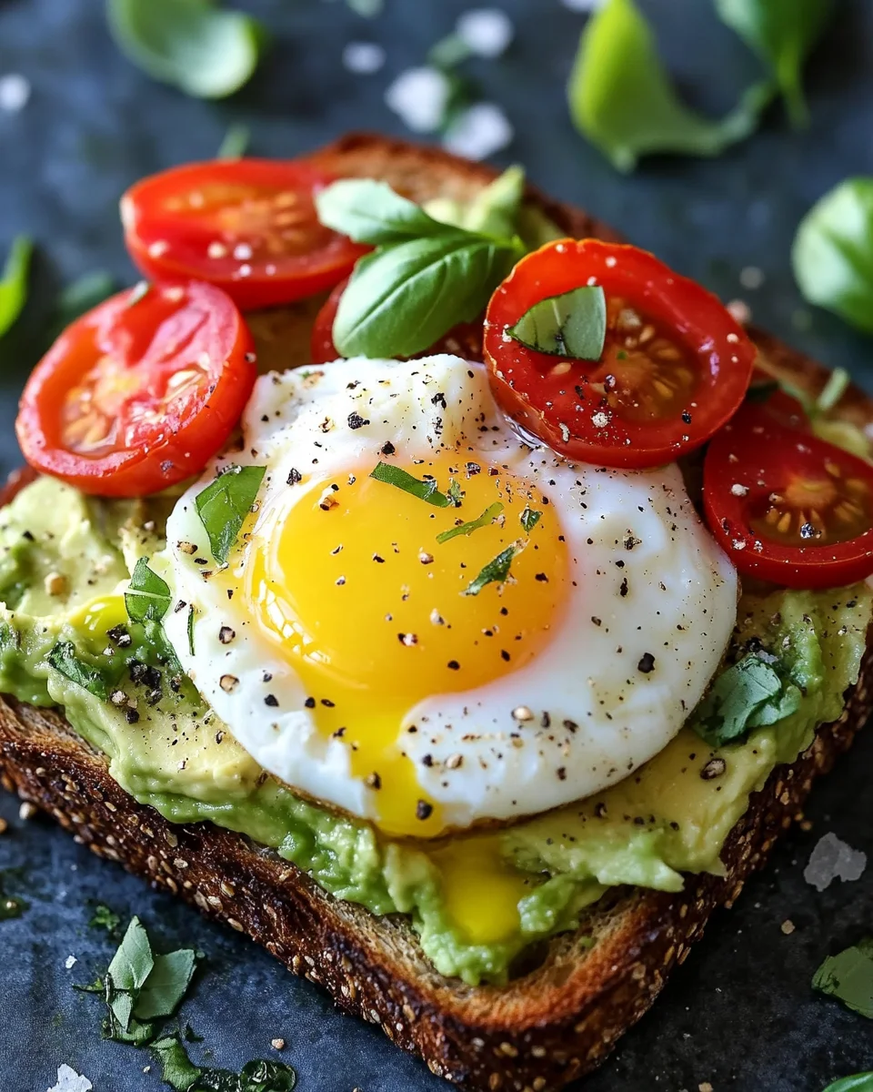 Avocado Toast mit Ei und Tomaten