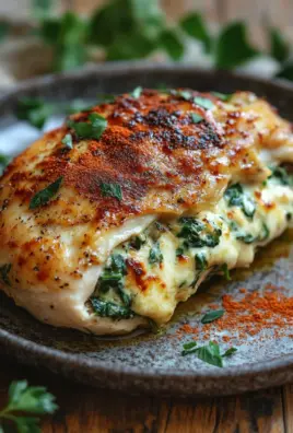 Gefüllte Hähnchenbrust mit Frischkäse und Spinat