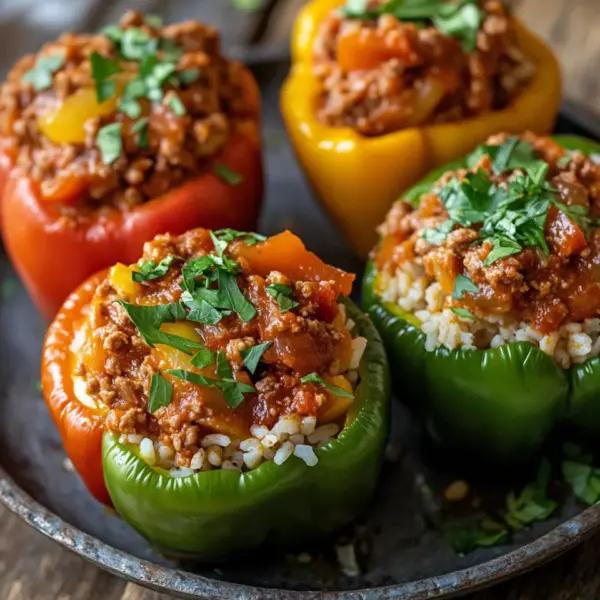 Gefüllte Paprika mit Hackfleisch und Reis