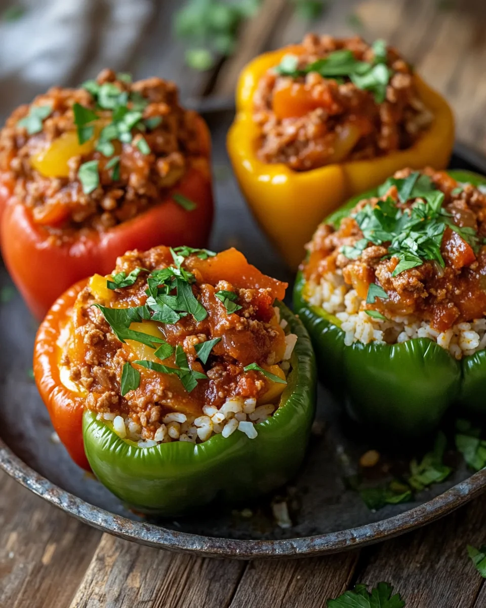 Gefüllte Paprika mit Hackfleisch und Reis