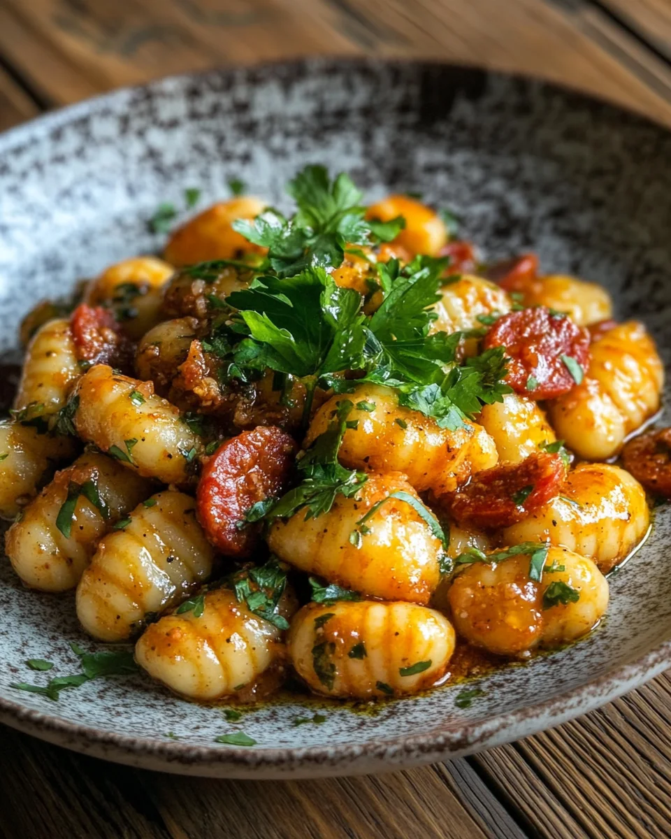 Gnocchi mit Chorizo und cremiger Harissa-Sauce