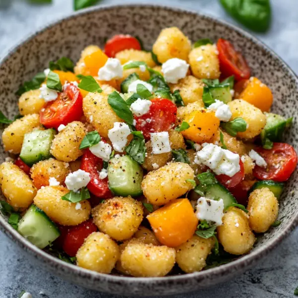 Knuspriger Gnocchi-Salat mit Joghurt-Dressing