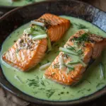 Lachs in Fr&uuml;hlingszwiebel-Sahneso&szlig;e
