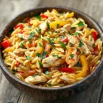 Orzo-Pfanne mit Paprikahuhn