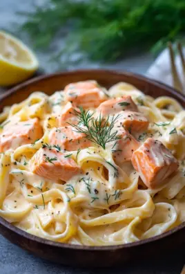 Pasta mit Lachs und Sahnesoße