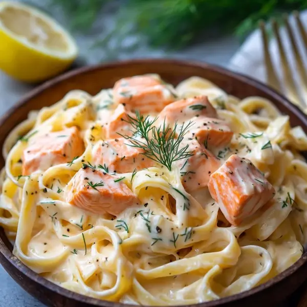 Pasta mit Lachs und Sahnesoße