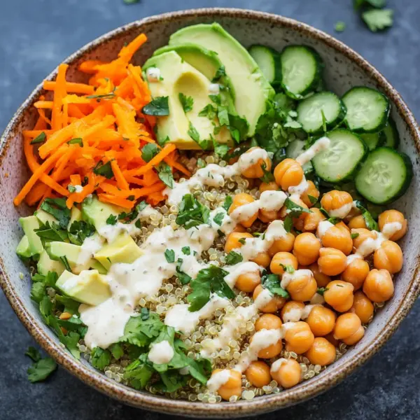 Quinoa-Gemüse-Bowl mit Tahini-Dressing