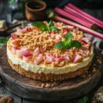 Rhabarber-Cheesecake mit Streuseln