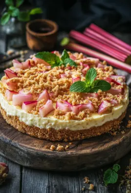 Rhabarber-Cheesecake mit Streuseln