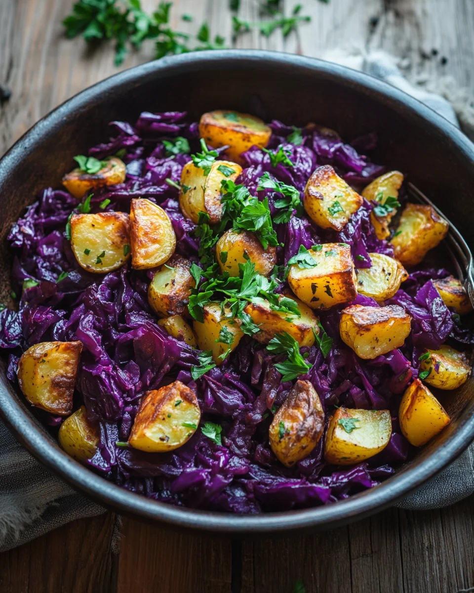 Rotkohl Pfanne mit Kartoffeln