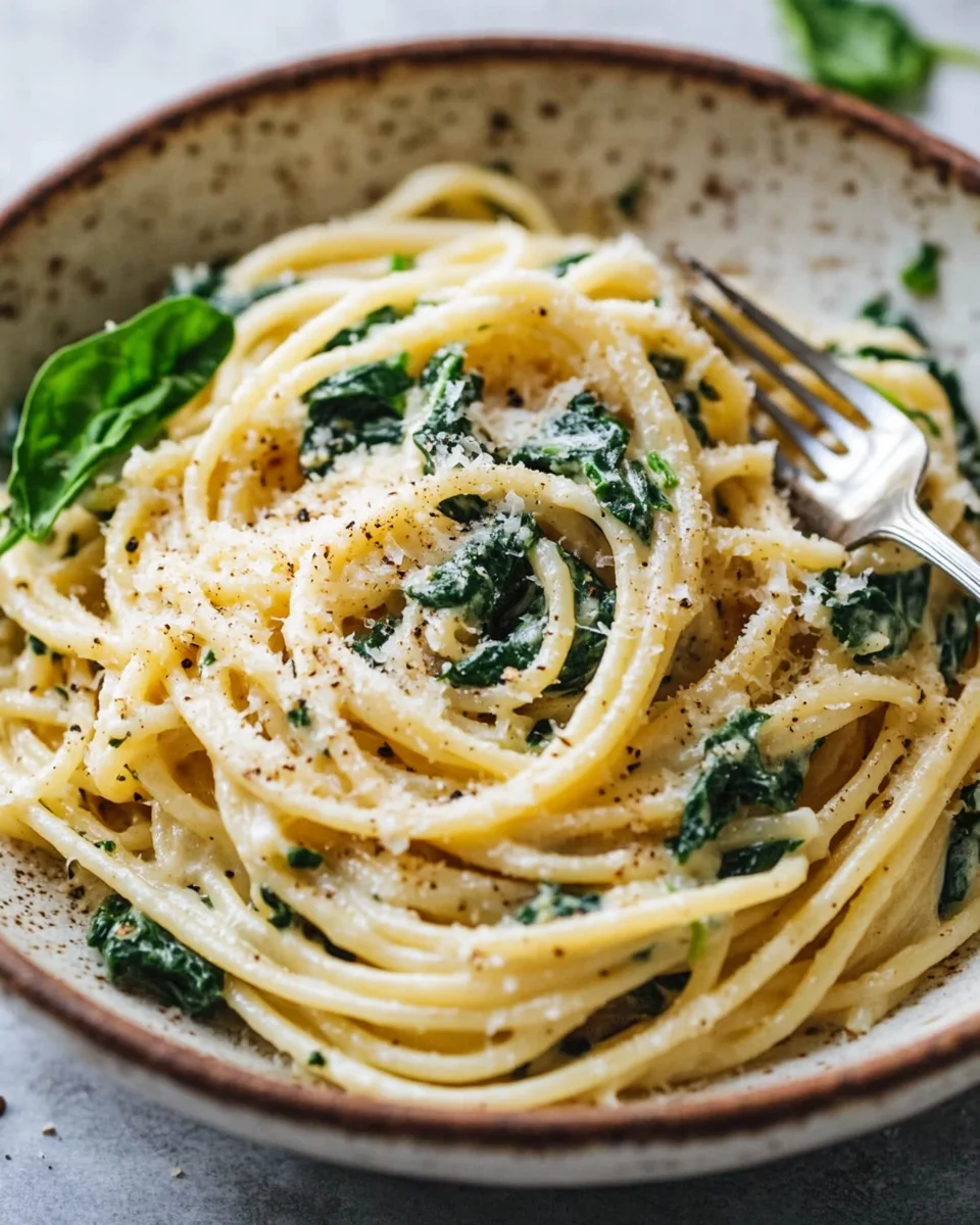 Spaghetti mit Spinat Frischkäse-Sauce 20 Spaghetti