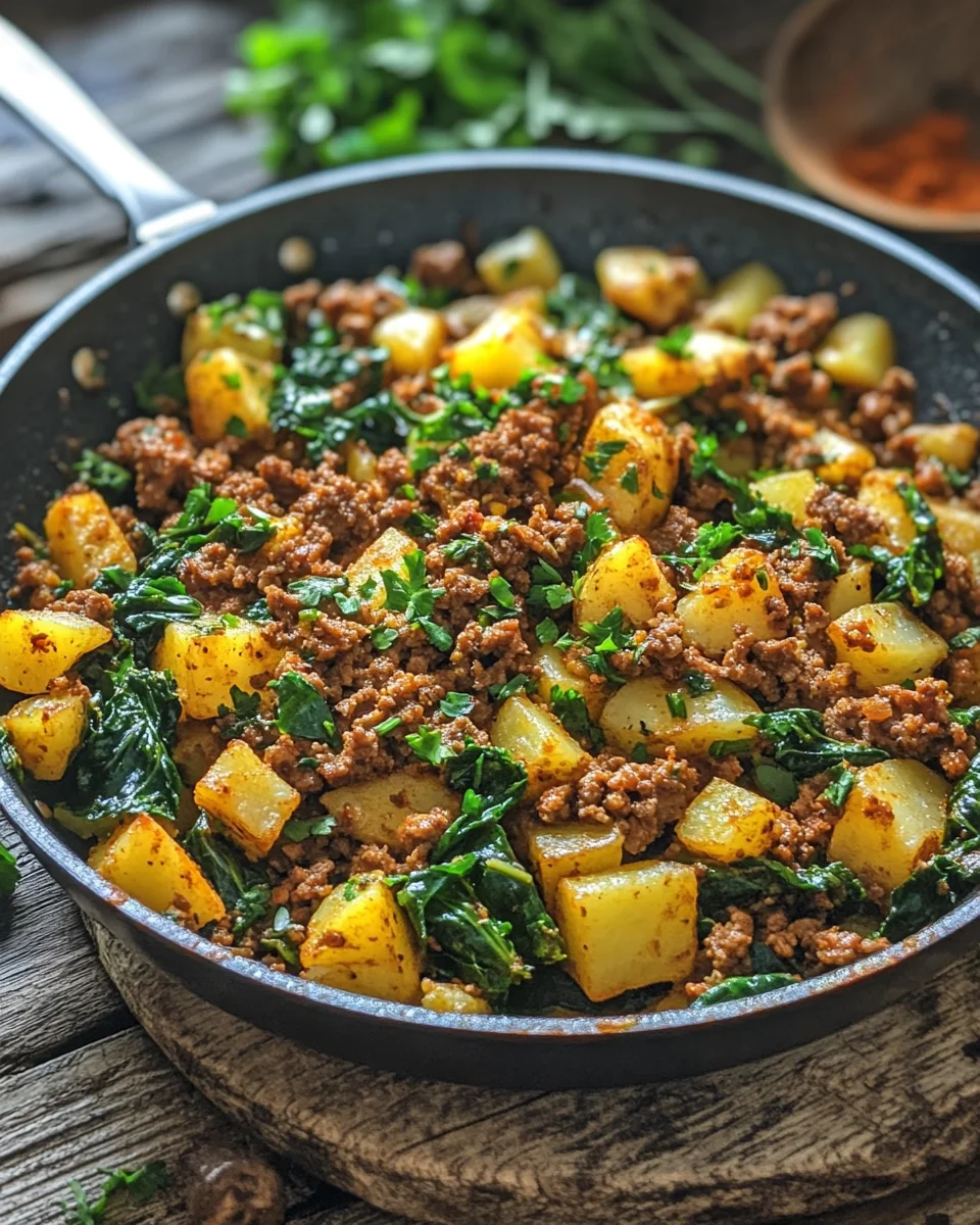 Spitzkohl-Kartoffel-Pfanne mit Hackfleisch