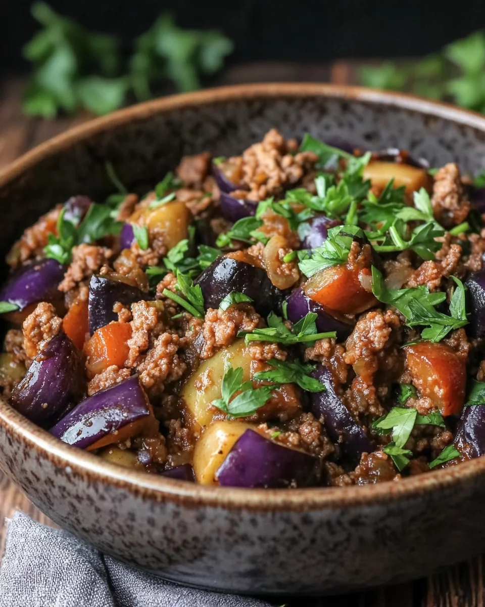 Türkische Auberginen-Hackfleisch-Pfanne