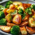 Zitronenbutterlachs mit knusprigen Kartoffeln und Brokkoli