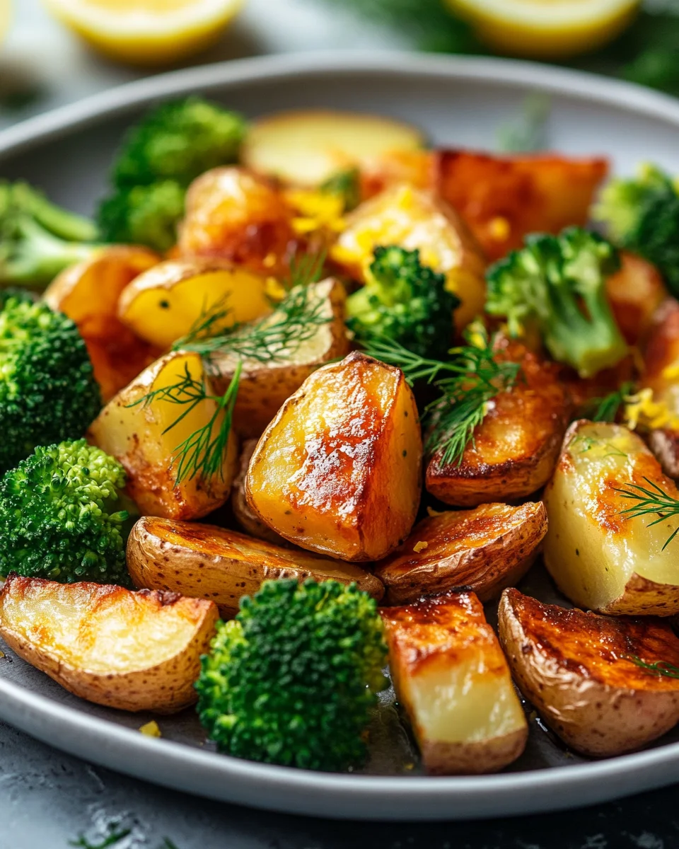Zitronenbutterlachs mit knusprigen Kartoffeln und Brokkoli